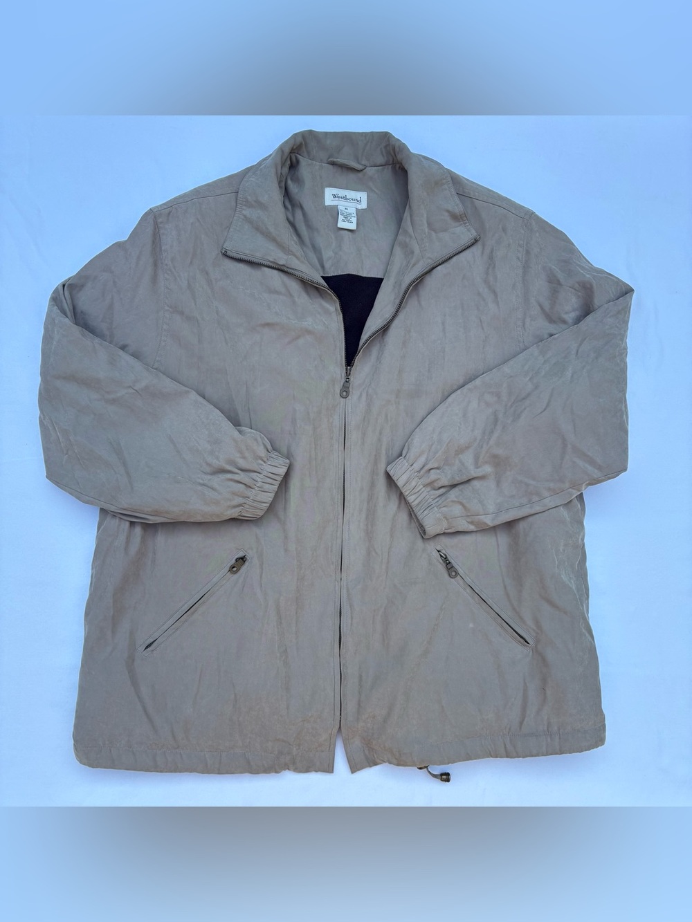 Westbound Cream Beige Fleece-Lined Casual Jacket with Shoulder Pads Women’s XL